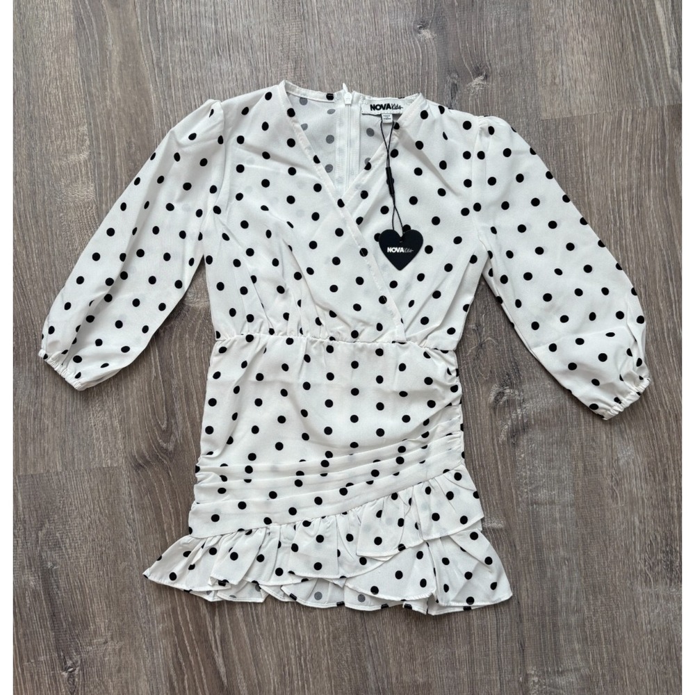 Fashion Nova Kids Toddler Girl Polka Dot Dress White Black Size 2 New‎